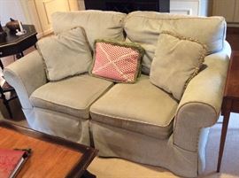 Custom Loveseat with Matching Pillows - Edwin Pepper Interiors
