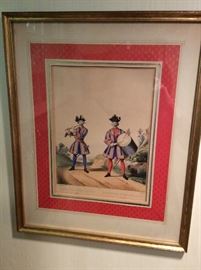 Antique Print of French Soldiers Fefer and Drummer
