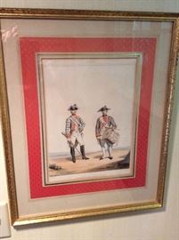 Antique Print of French Soldier and Drummer
