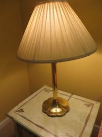 Brass Lamp with Lilly Pad Vase