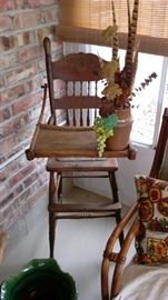 Antique oak child's high chair