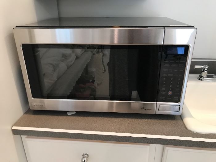 Microwave with brushed stainless steel-look finish