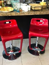 Pair of Modern Red Stools and Litchen items