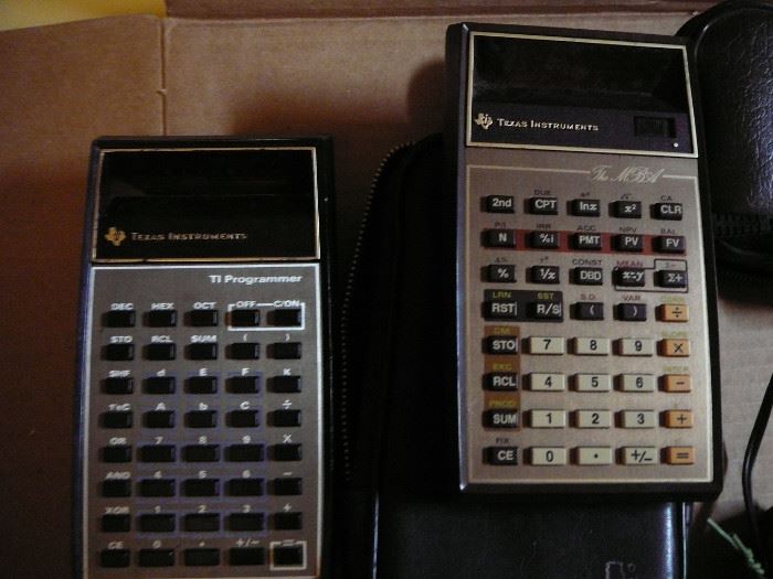 Vintage Texas Instruments Hand Held Calculators - programmer and MBA models 