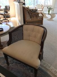 Mid century cane arm chair