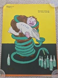 Vintage Gorbachev Russian Anti Alcohol Propaganda Posters