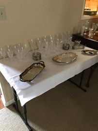 Nice crystal glasses and silver plated pieces