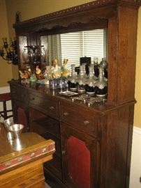 Unique oak carved bar & mirrored back bar with stainless counter