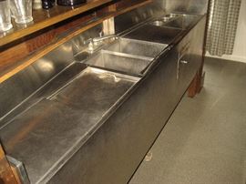 Unique oak carved bar & mirrored back bar with stainless counter