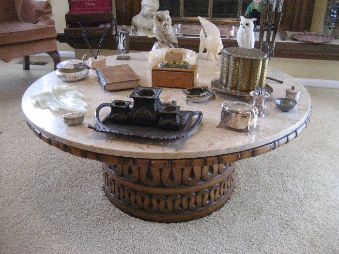 Weiman marble top drum coffee table