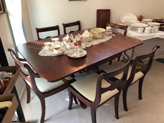 High end Antique dining table with 6 chairs