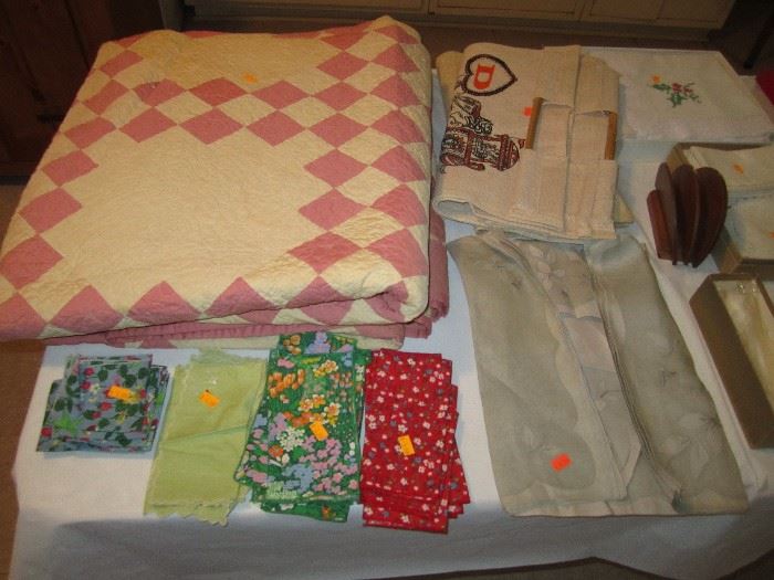Antique quilt and linens