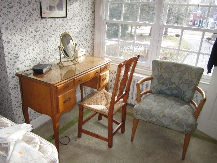Desk and chair, mid century side chair