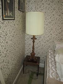 Ornate side table and lamp