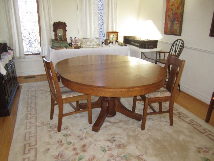 Oak dining table & oak chairs