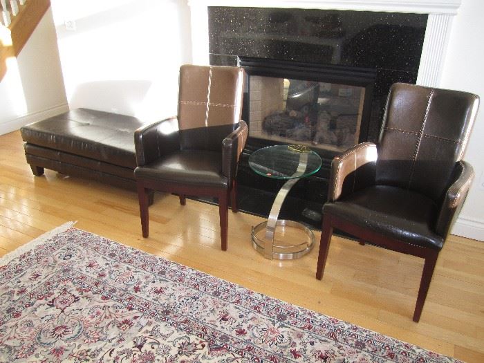 Leather occasional chairs, and large seat