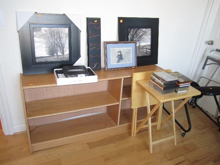 Bookshelves, framed art