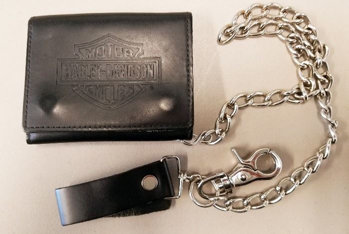 Harley Davidson Black Leather Biker Wallet Like New