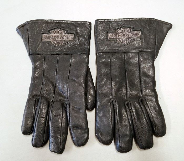 Harley Davidson Black Leather Motorcycle Gauntlets, size large