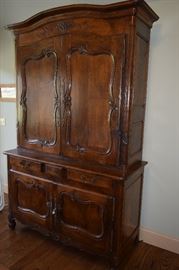 Antique Carved Oak Armoire High Boy 57" W X 23" D X 88" T