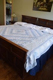 Antique Carved Oak Twin Beds used with CA King Mattress