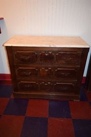 Antique 3 Drawer Chest with Marble Top 41" W X 19" D X 35" T