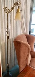 Beautiful Antique Floor Lamp w/Marble Detail