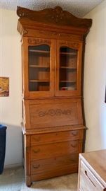 Gorgeous Hutch / Secretary with Carved Details