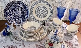 Lots of Blue.  Cute tea bag rests