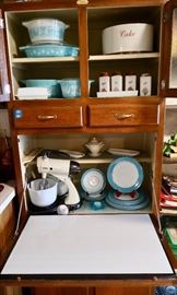 Kitchen Hutch - Enamel Drop Down Table Top