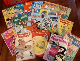 Charlton & Gold Key Vintage Comics - Beetle Bailey, Mickey Mouse, Popeye, Tom & Jerry, Donald Duxck, Three Mouseketeer and Huckleberry Hound