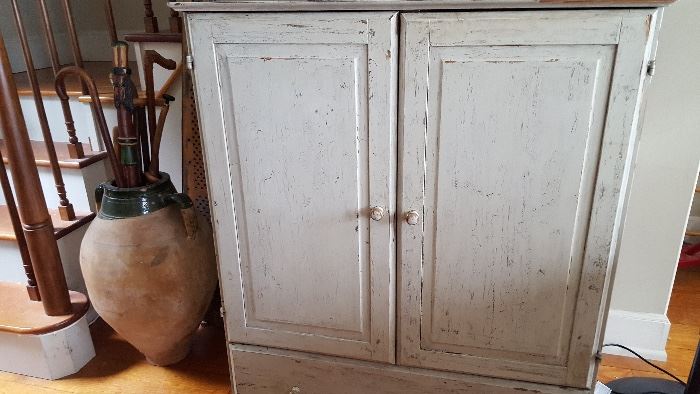 Painted, distressed cabinet