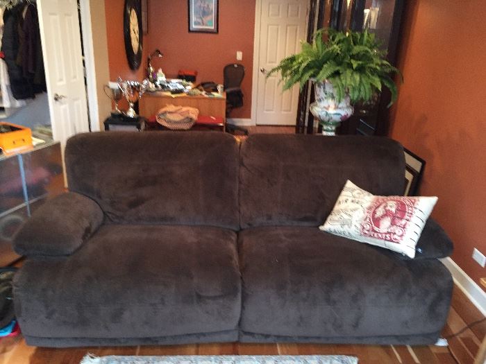 Macy's micro fiber recliner sofa excellent condition, like new