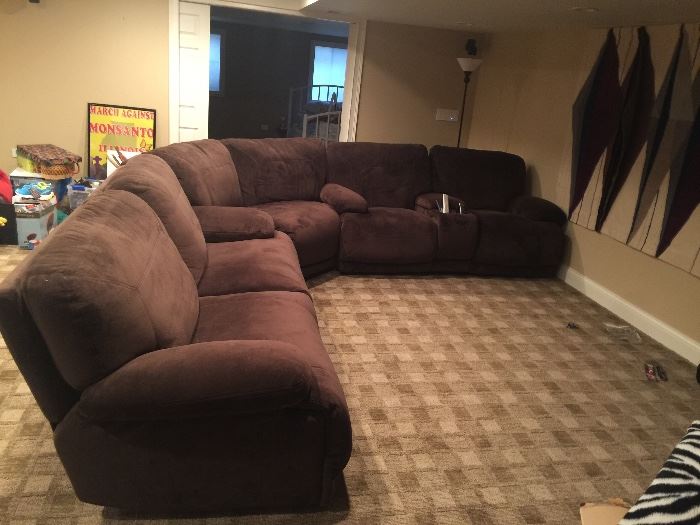 Macy's Sofa sectional, gorgeous and needs a new home. Microfiber chairs recline and this is a super comfy set. once you settle in its tough to get out of 