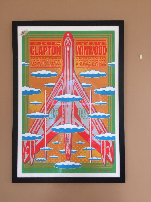 Eric Clapton and Steve Winwood US -09 tour. This is framed and ready to hang. A great addition to your Rock n roll collection.