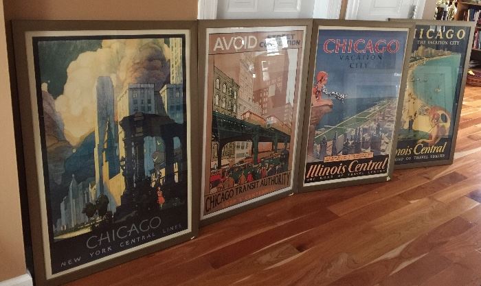 Chicago posters, great collection, framed
