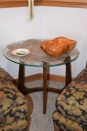 Wood  and Glass Side Table