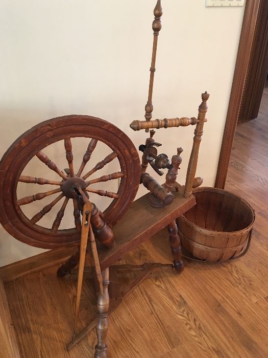 ANTIQUE SPINNING WHEEL DATED 1848