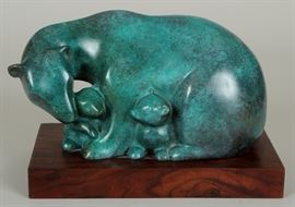 Bronze polar bear sculpture, Wah Chang