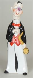 German Deco porcelain "Saxophone Player" decanter
