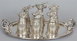 Gucci stirrup cups with rare matching Gucci tray