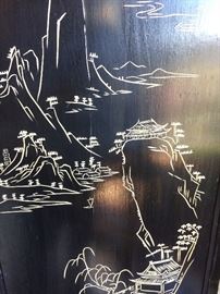 Carving on back of screen one