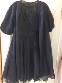 Early 1960s black vintage nightgown and cover