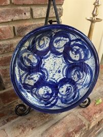 Very large charger or bowl by Nashville artist Roy Overcast. Other Overcast pieces.