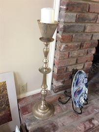 Pair of India silver candle sticks, 3 feet tall
