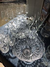 Large selection of assorted stemware, clear glassware, crystal