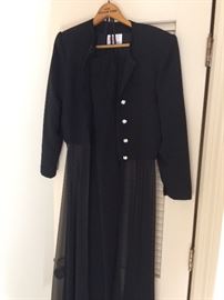 Black jacket, rhinestone buttons, tulle dress