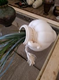 plaster lay down vase with faux grass