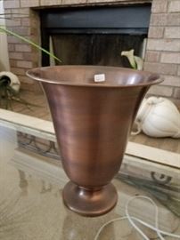 brushed metal vase