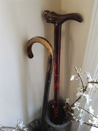 Vintage wood cane,  and Bali style walking stick. (sold separately)